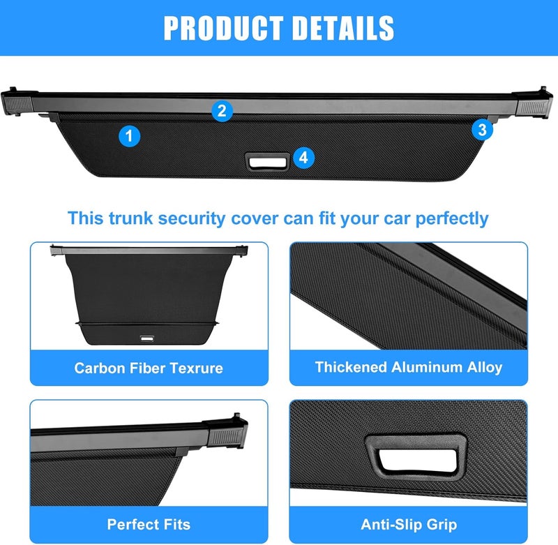 AUXKO Retractable Cargo Cover for XC90 2025-2016, Trunk Cargo Cover Luggage Security Shade Cover for 2025 2024-2016 XC90 Shielding Shade Anti-Peeping Luggage Privacy Screen, Carbon Fiber - Image 5